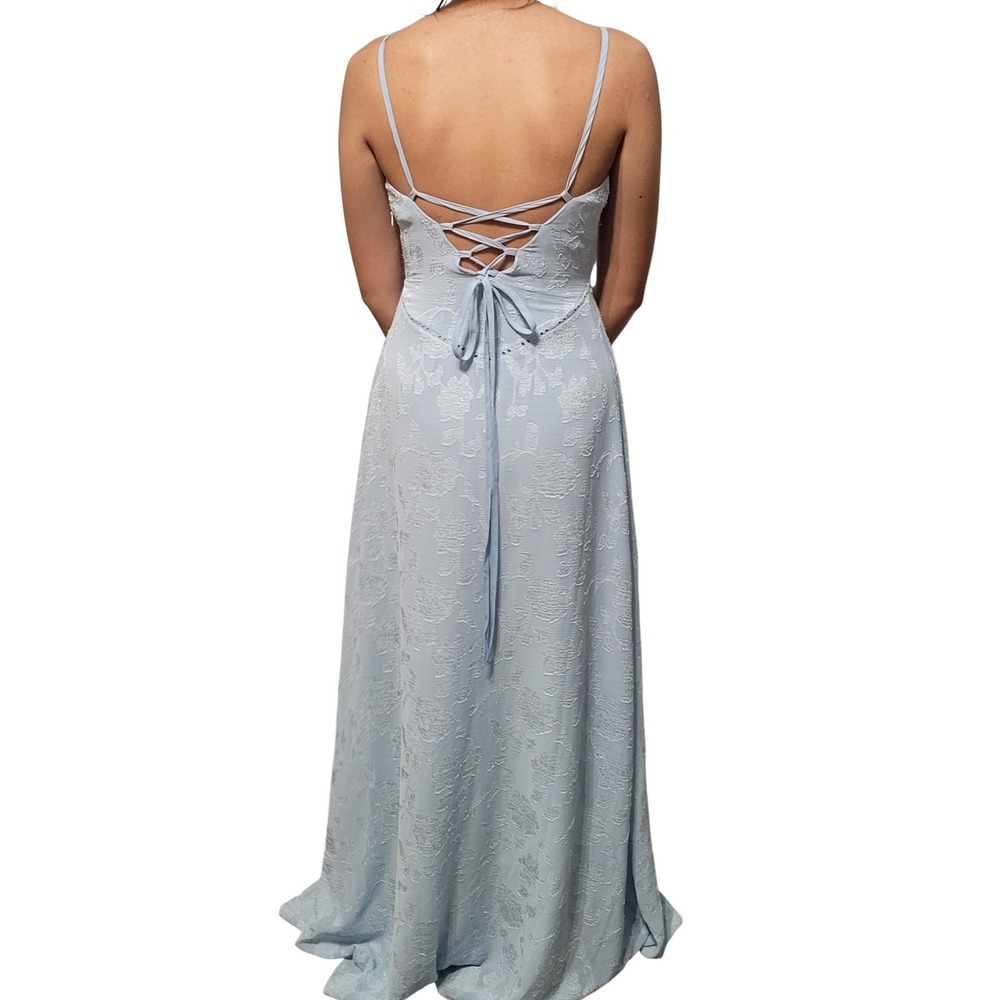 Princess Polly Baby Blue Floral Lace Up Back Maxi Dress Bridgerton Cottagecore 0